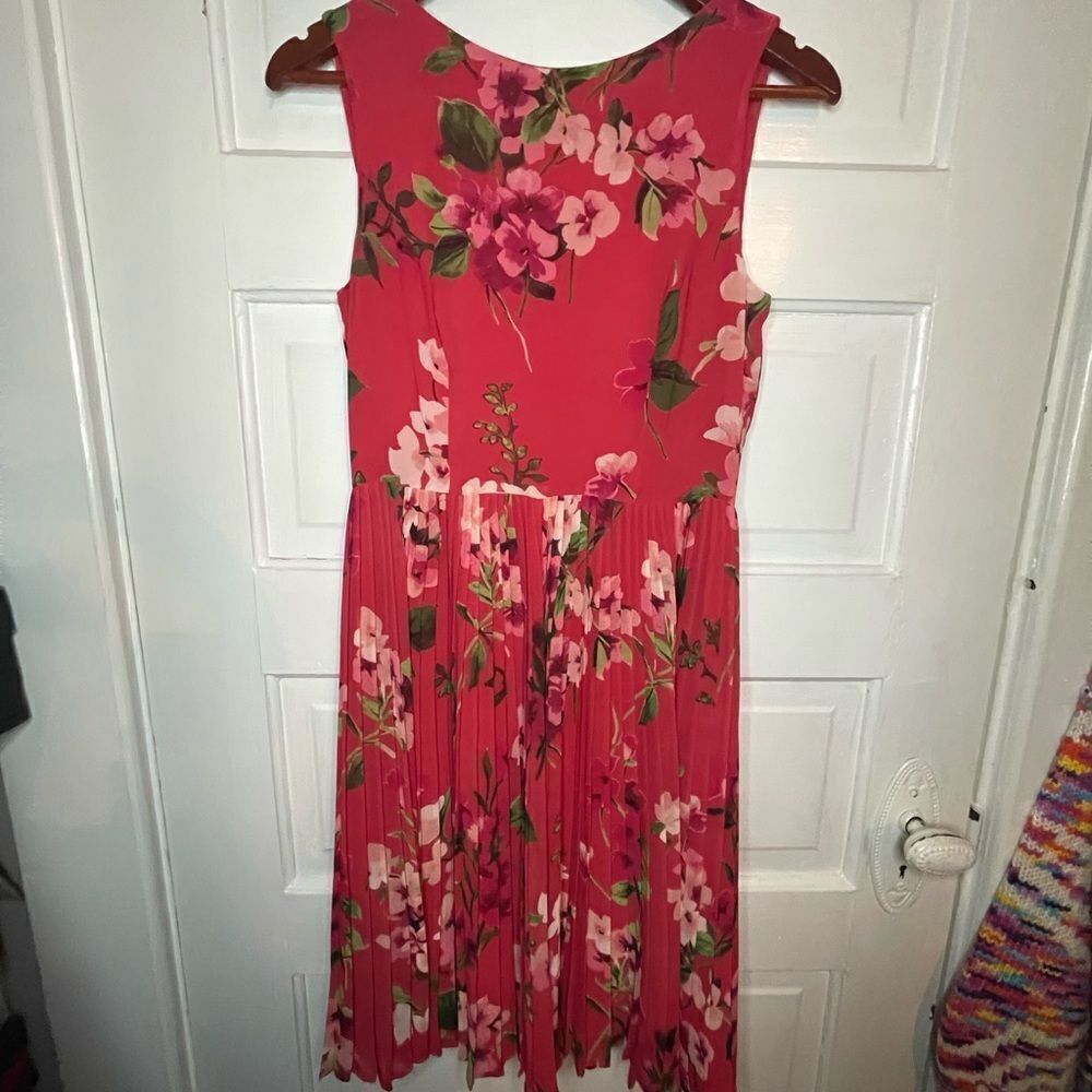 Adrianna Papell Cherry Blossom Dress w/ Pleated Skirt Size 4
